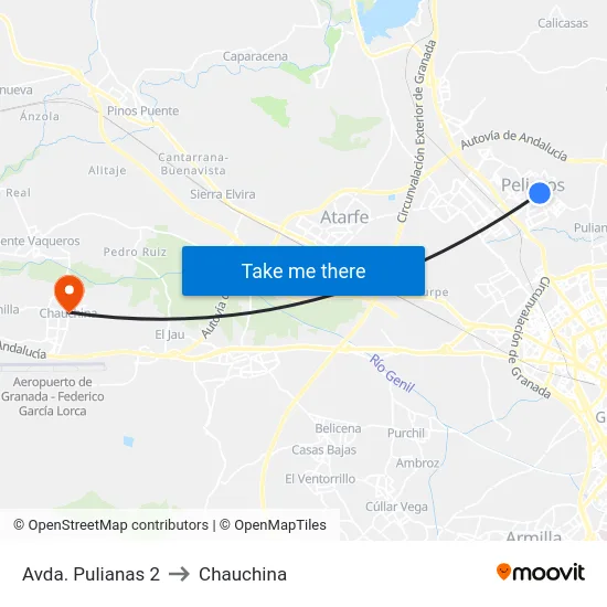 Avda. Pulianas 2 to Chauchina map