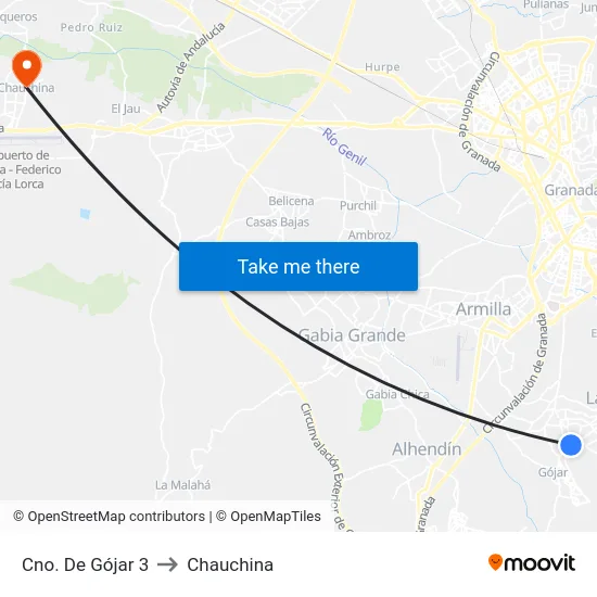 Cno. De Gójar 3 to Chauchina map