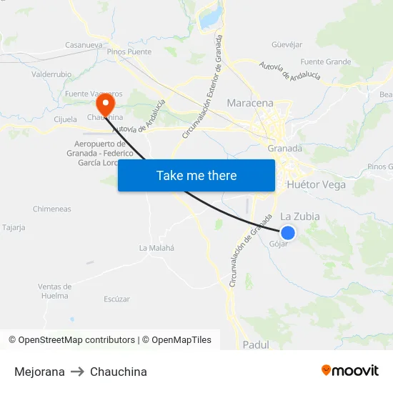 Mejorana to Chauchina map