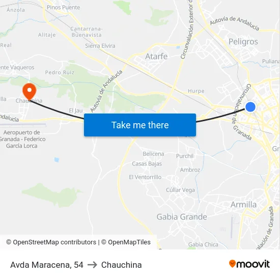 Avda Maracena, 54 to Chauchina map