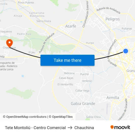 Tete Montoliú - Centro Comercial to Chauchina map