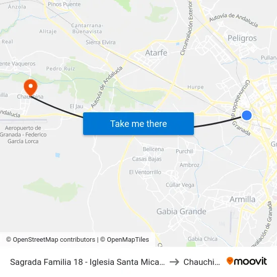 Sagrada Familia 18 - Iglesia Santa Micaela to Chauchina map
