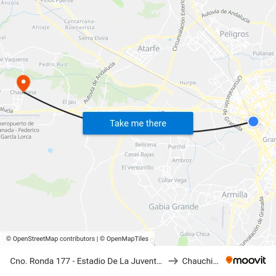 Cno. Ronda 177 - Estadio De La Juventud to Chauchina map