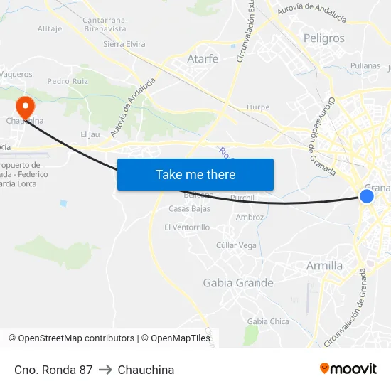 Cno. Ronda 87 to Chauchina map