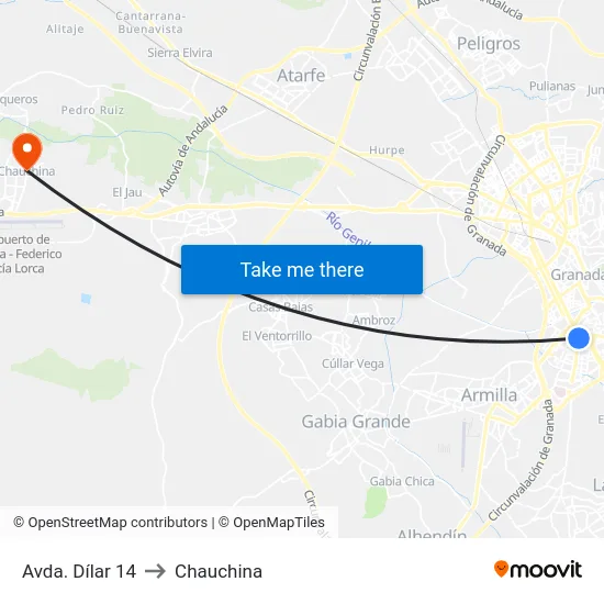 Avda. Dílar 14 to Chauchina map
