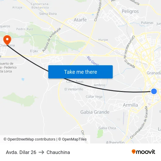 Avda. Dílar 26 to Chauchina map