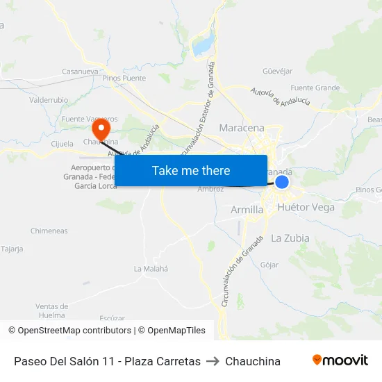 Paseo Del Salón 11 - Plaza Carretas to Chauchina map