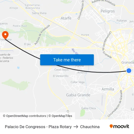 Palacio De Congresos - Plaza Rotary to Chauchina map