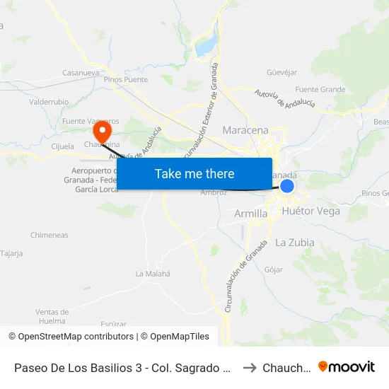 Paseo De Los Basilios 3 - Col. Sagrado Corazón to Chauchina map