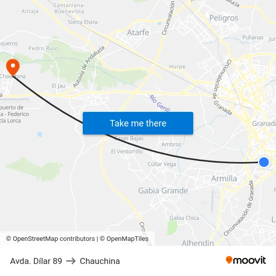 Avda. Dílar 89 to Chauchina map