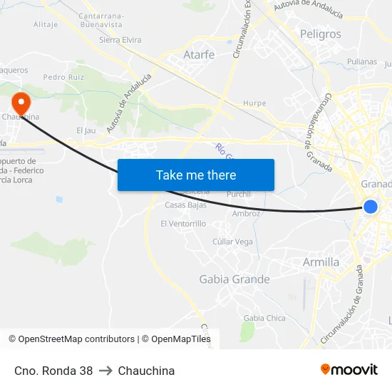 Cno. Ronda 38 to Chauchina map