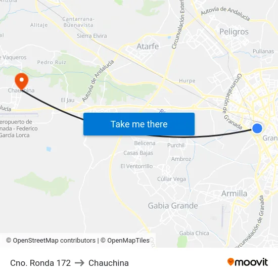 Cno. Ronda 172 to Chauchina map