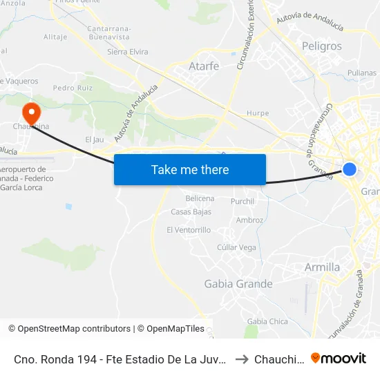 Cno. Ronda 194 - Fte Estadio De La Juventud to Chauchina map
