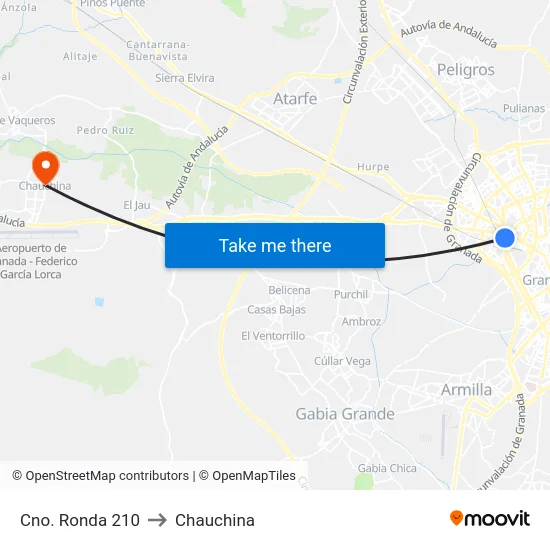 Cno. Ronda 210 to Chauchina map