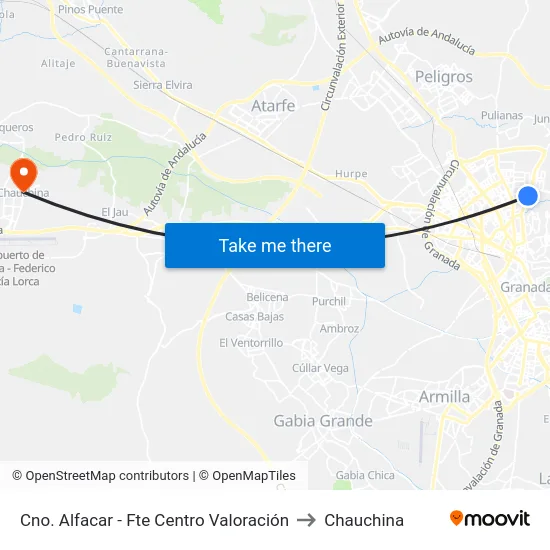 Cno. Alfacar - Fte Centro Valoración to Chauchina map