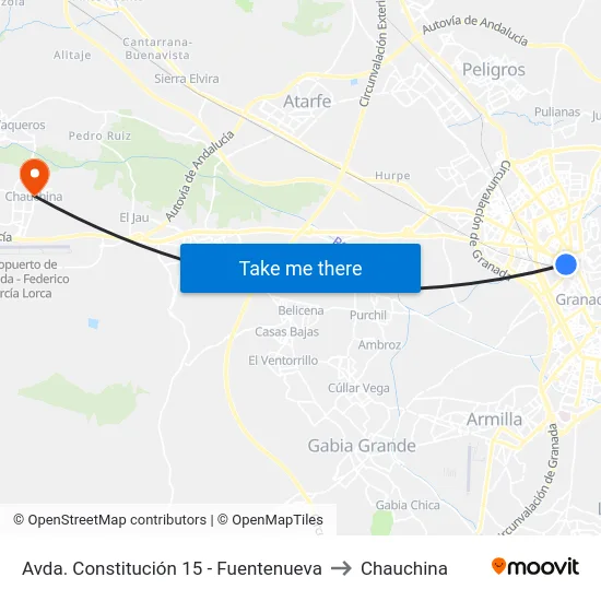 Avda. Constitución 15 - Fuentenueva to Chauchina map