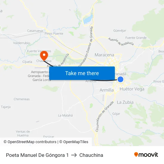 Poeta Manuel De Góngora  1 to Chauchina map