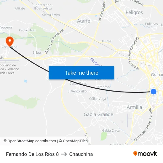Fernando De Los Ríos 8 to Chauchina map