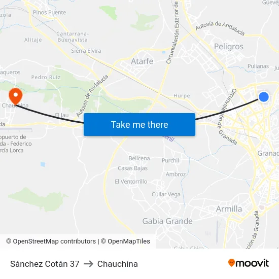 Sánchez Cotán 37 to Chauchina map
