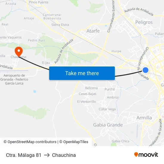 Ctra. Málaga 81 to Chauchina map