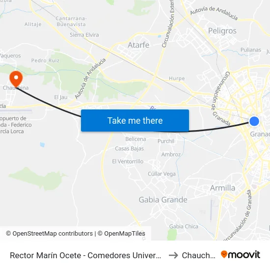 Rector Marín Ocete - Comedores Universitarios to Chauchina map