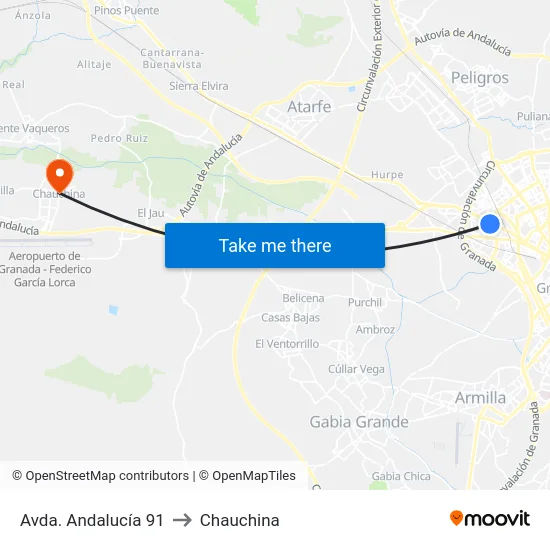 Avda. Andalucía 91 to Chauchina map