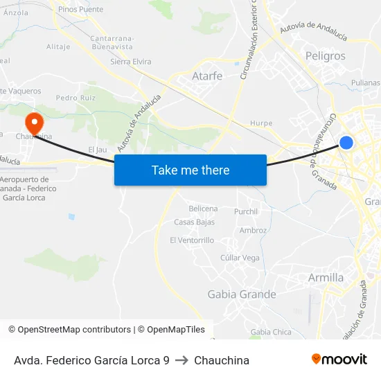Avda. Federico García Lorca 9 to Chauchina map
