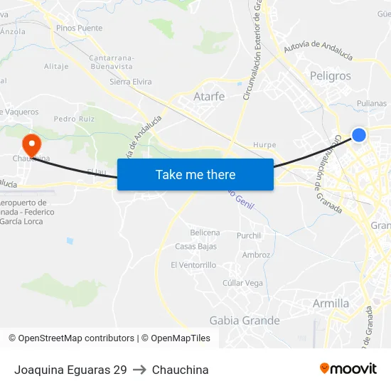 Joaquina Eguaras 29 to Chauchina map