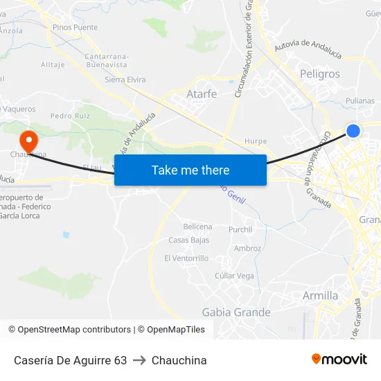 Casería De Aguirre 63 to Chauchina map