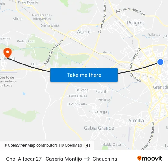 Cno. Alfacar 27 - Casería Montijo to Chauchina map