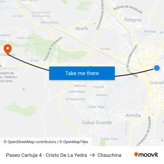 Paseo Cartuja 4 - Cristo De La Yedra to Chauchina map