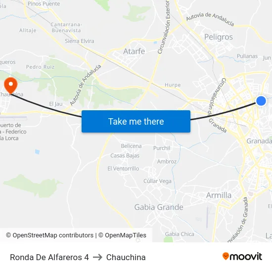 Ronda De Alfareros 4 to Chauchina map