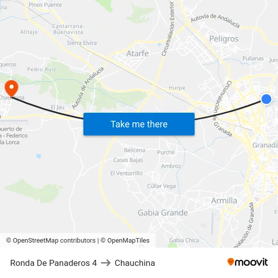 Ronda De Panaderos 4 to Chauchina map