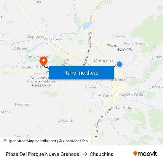 Plaza Del Parque Nueva Granada to Chauchina map