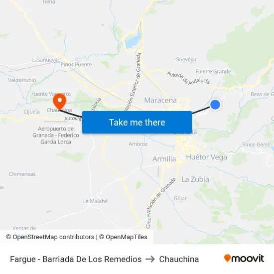 Fargue - Barriada De Los Remedios to Chauchina map