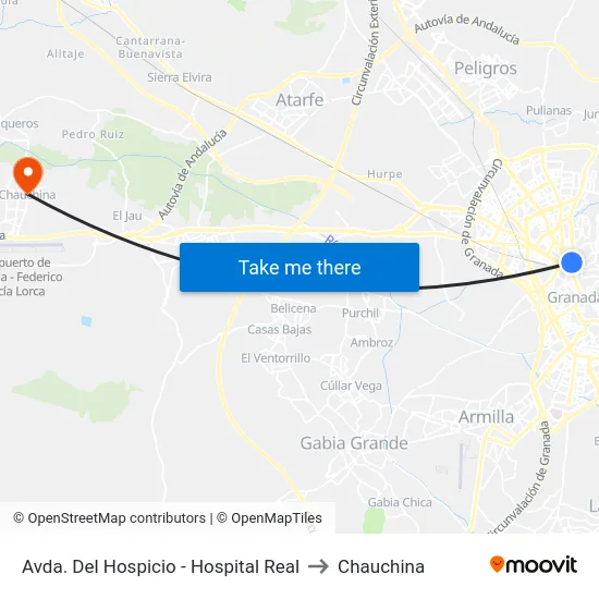 Avda. Del Hospicio - Hospital Real to Chauchina map