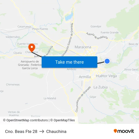 Cno. Beas Fte 28 to Chauchina map