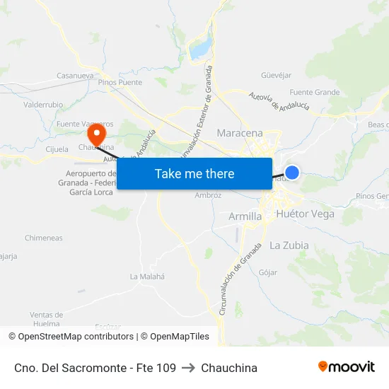 Cno. Del Sacromonte - Fte 109 to Chauchina map