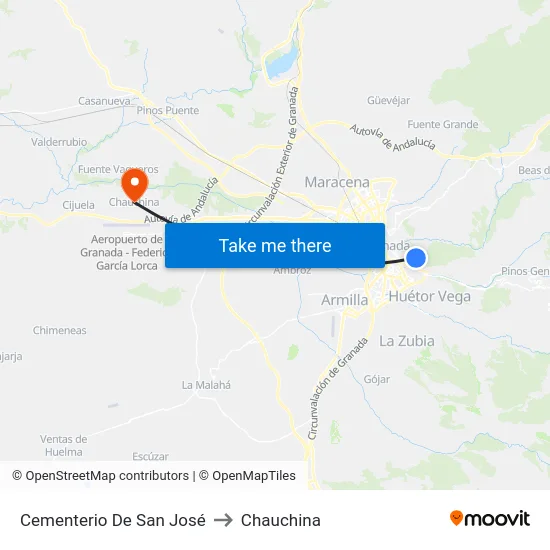 Cementerio De San José to Chauchina map