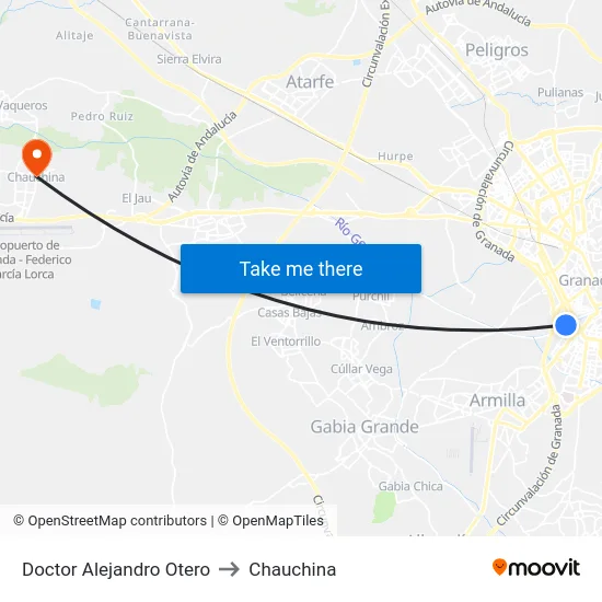 Doctor Alejandro Otero to Chauchina map