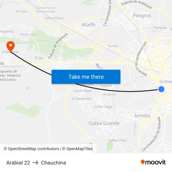 Arabial 22 to Chauchina map