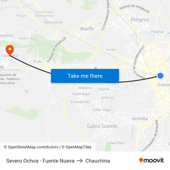 Severo Ochoa - Fuente Nueva to Chauchina map