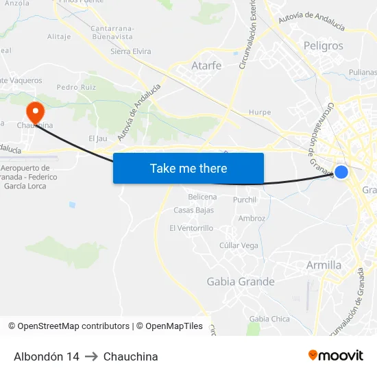 Albondón 14 to Chauchina map