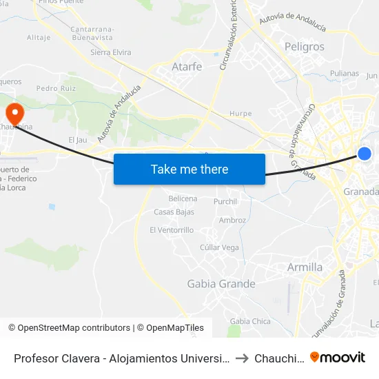Profesor Clavera - Alojamientos Universitarios to Chauchina map
