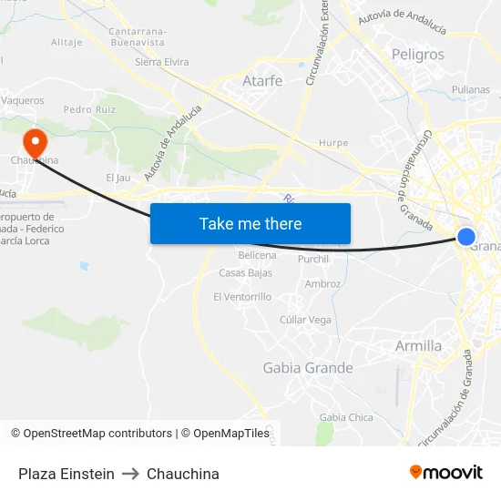Plaza Einstein to Chauchina map