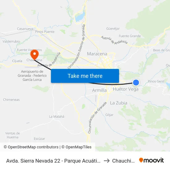 Avda. Sierra Nevada 22 - Parque Acuático to Chauchina map