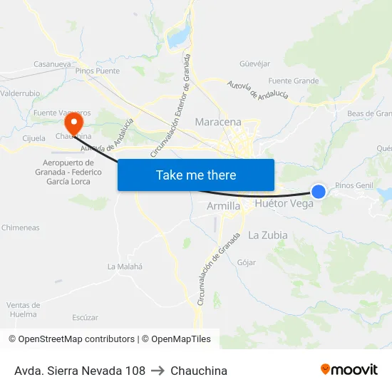 Avda. Sierra Nevada 108 to Chauchina map