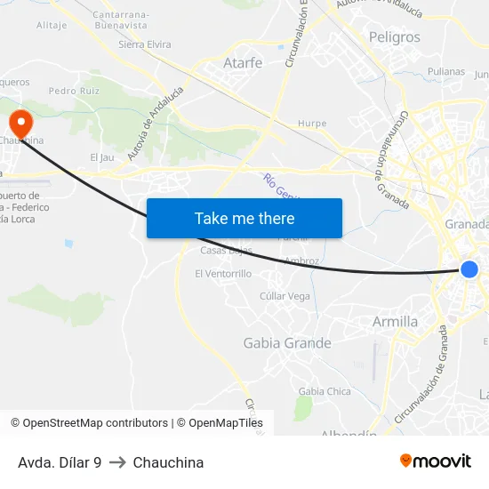 Avda. Dílar 9 to Chauchina map