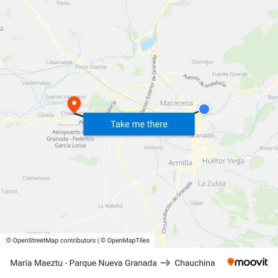 María Maeztu - Parque Nueva Granada to Chauchina map