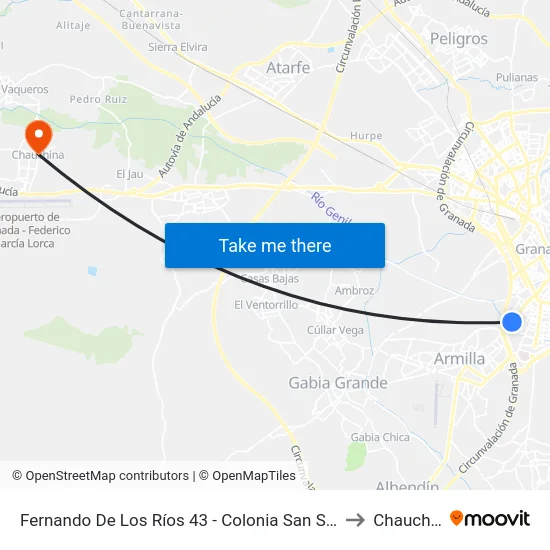 Fernando De Los Ríos 43 - Colonia San Sebastián to Chauchina map